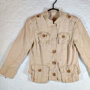 543-Beige Button-Up Jacket
